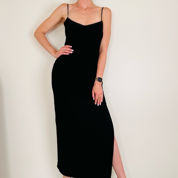 Vintage Lillie Rubin black embellished maxi open back party evening gown dress - Picture 3 of 10
